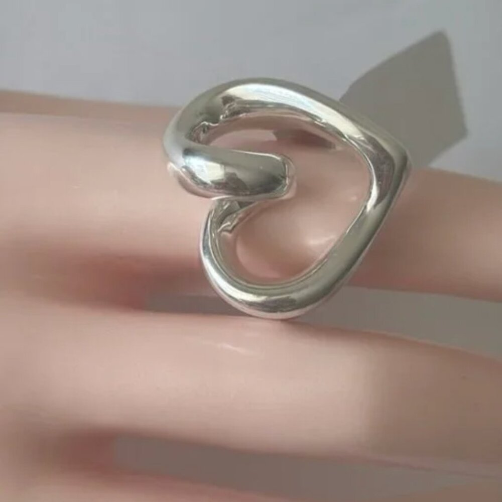 Indigo Falls Sterling Silver 925 Electroform Heart Statement Ring Sz.9
